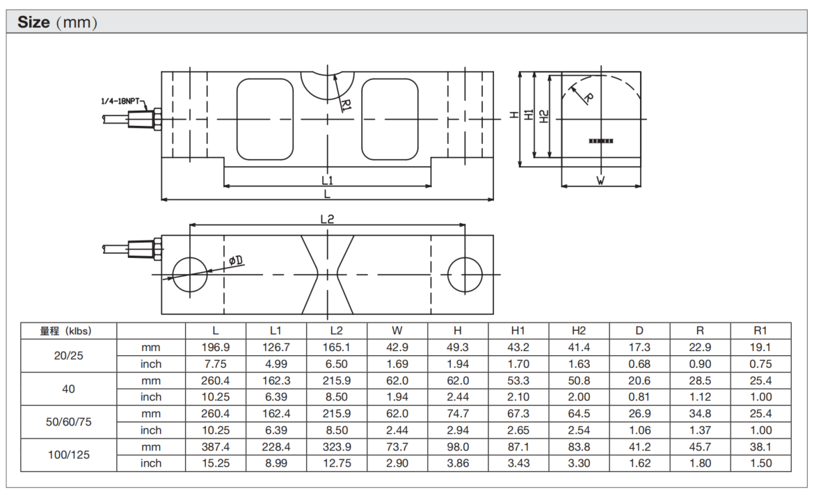 DSC Double ended shear beam load cells for tank scales